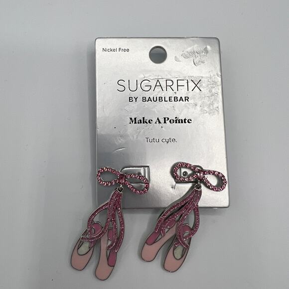 SUGARFIX by BaubleBar Pink Ballet Slipper Drop Earrings - NWT - Picture 1 of 3